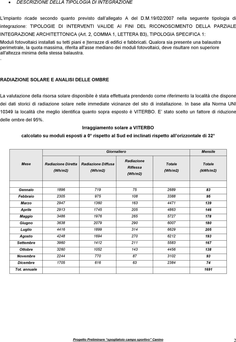 2, COMMA 1, LETTERA B3), TIPOLOGIA SPECIFICA 1: Moduli fotovoltaici installati su tetti piani e terrazze di edifici e fabbricati.