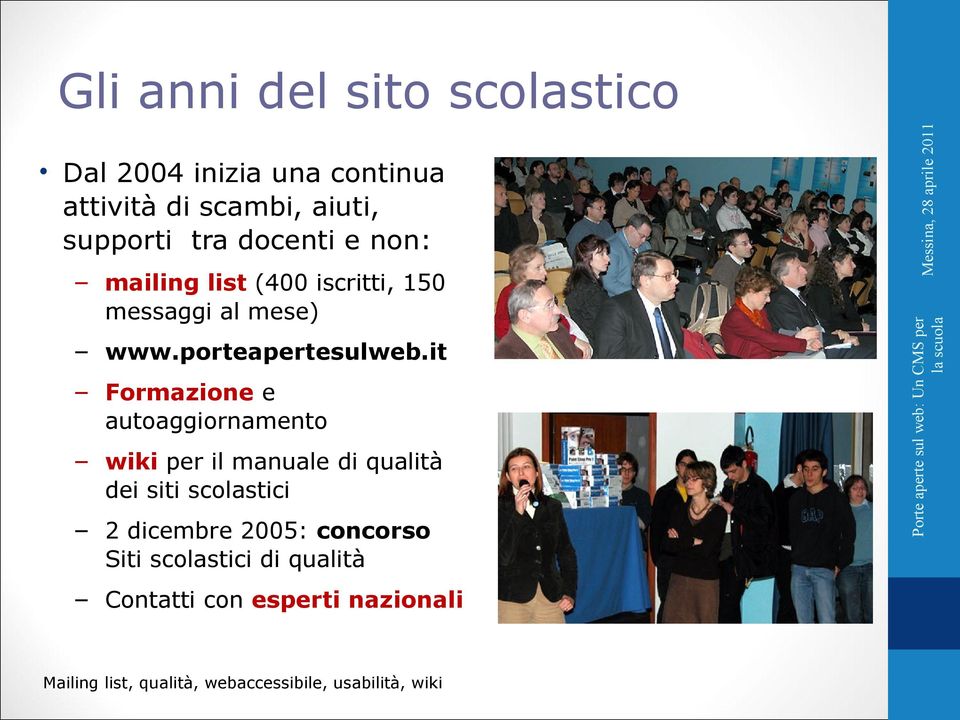 concorso Siti scolastici di qualità Contatti con esperti nazionali Mailing list, qualità,