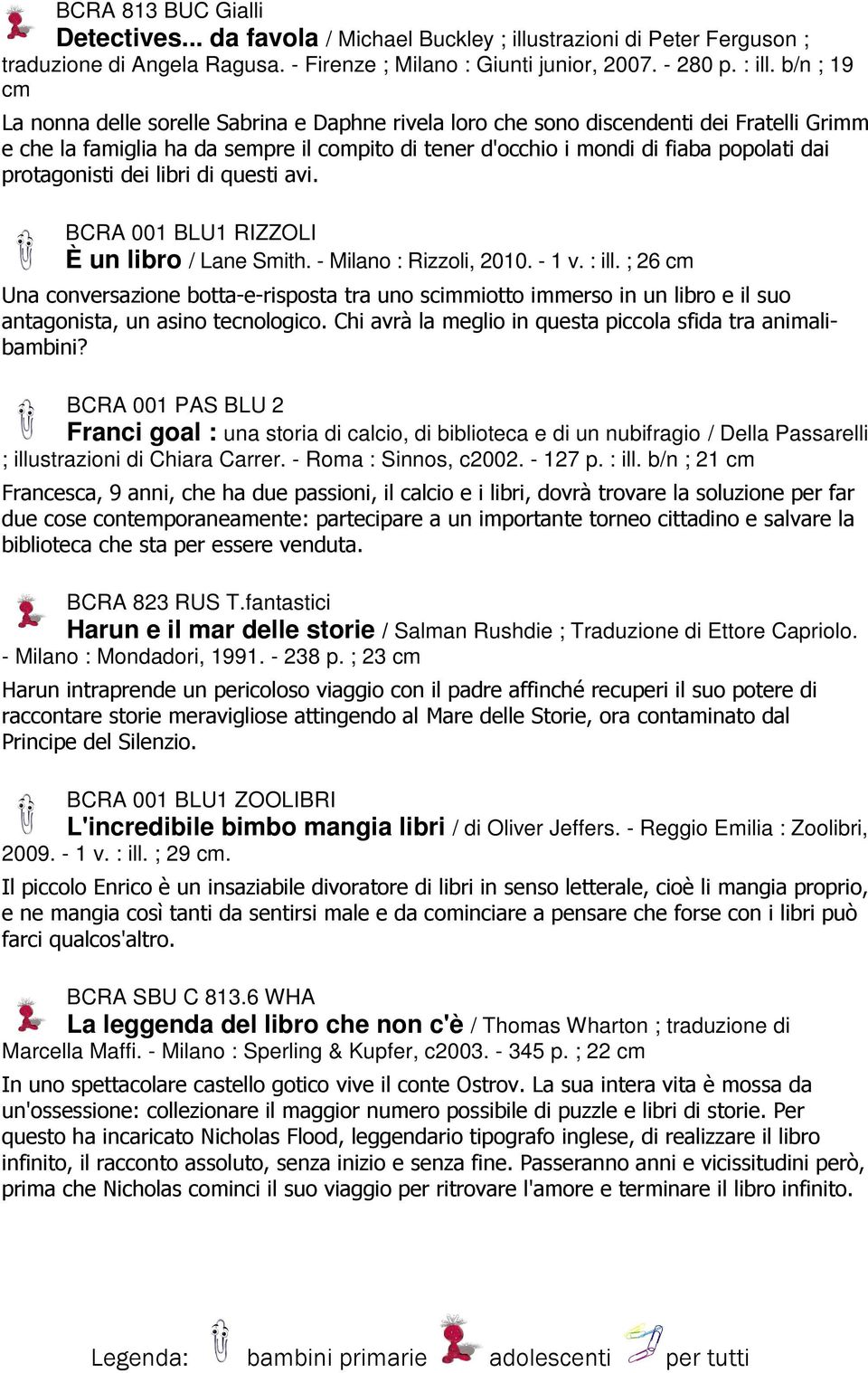 protagonisti dei libri di questi avi. BCRA 001 BLU1 RIZZOLI È un libro / Lane Smith. - Milano : Rizzoli, 2010. - 1 v. : ill.