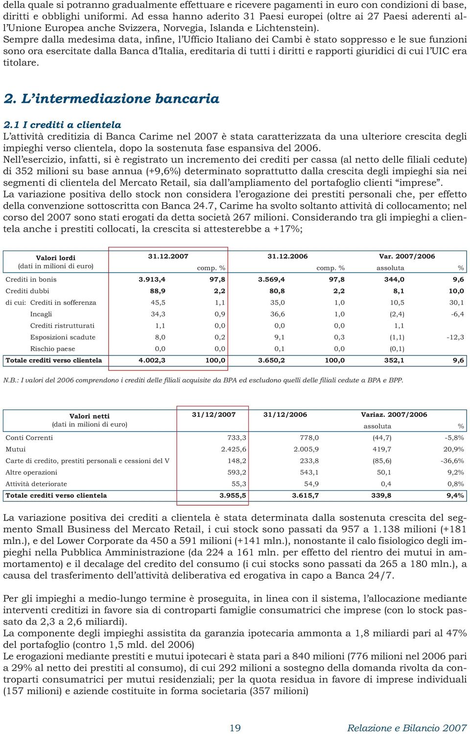 Sempre dalla medesima data, infine, l Ufficio Italiano dei Cambi è stato soppresso e le sue funzioni sono ora esercitate dalla Banca d Italia, ereditaria di tutti i diritti e rapporti giuridici di