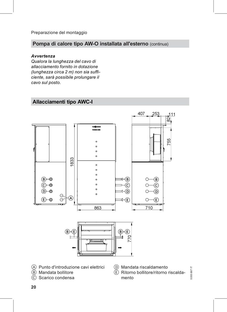 sarà possibile prolungare il cavo sul posto.