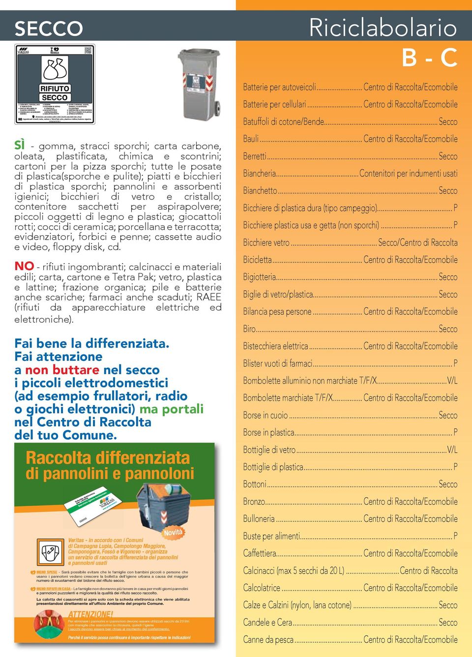 inerti; carta, cartone e Tetra Pak; vetro, plastica e lattine; frazione organica SECCO SECCO frazione organica FORMATO ORIZZONTALE: 490mmx260mm per cassonetti stradali stazionari e/o con ruote 1.