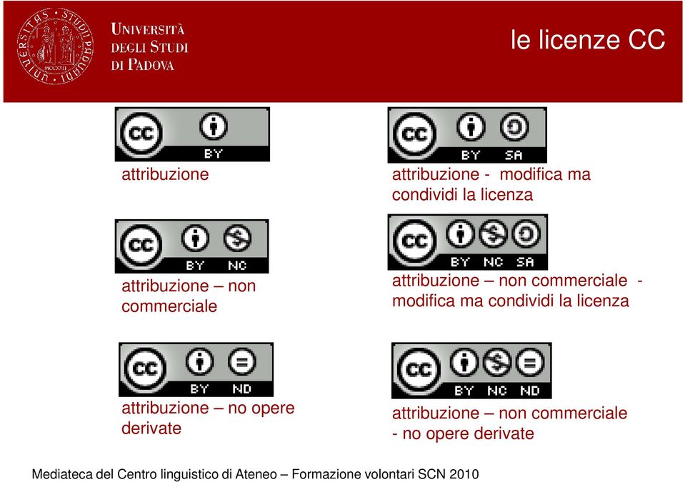 attribuzione non commerciale - modifica ma condividi la