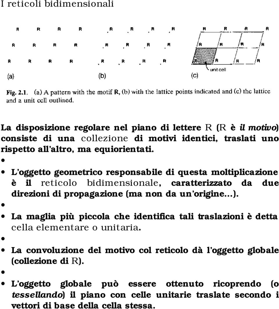 L oggetto geometrico responsabile di questa moltiplicazione è il reticolo bidimensionale, caratterizzato da due direzioni di propagazione (ma non da un origine ).