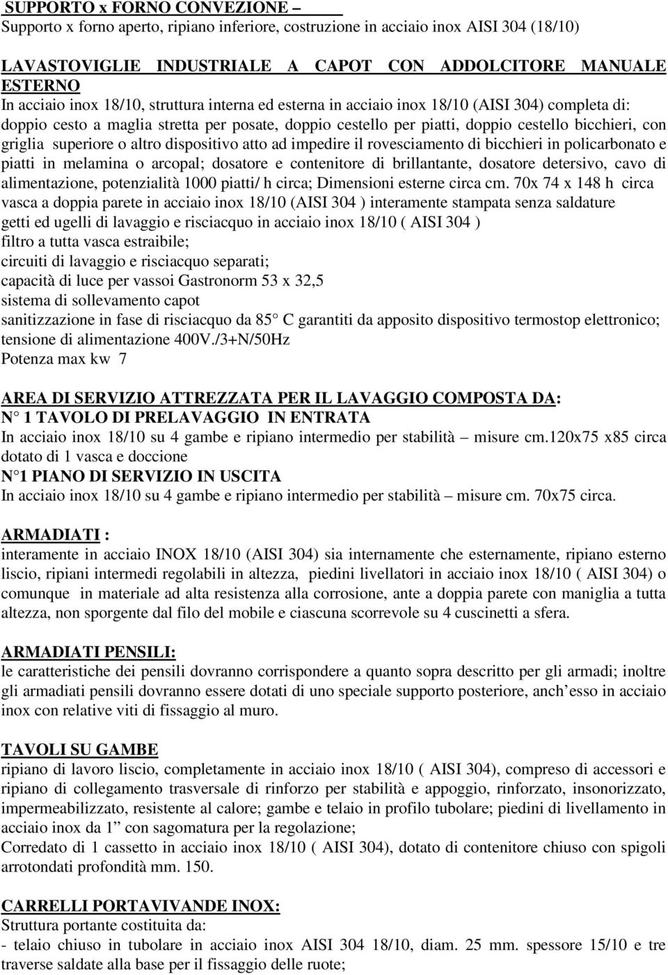 superiore o altro dispositivo atto ad impedire il rovesciamento di bicchieri in policarbonato e piatti in melamina o arcopal; dosatore e contenitore di brillantante, dosatore detersivo, cavo di