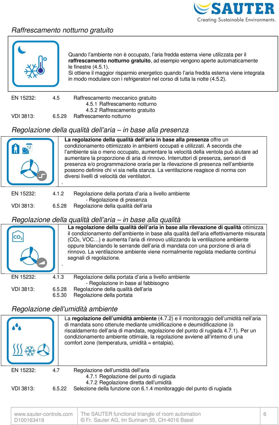 5 Raffrescamento meccanico gratuito 4.5.1 Raffrescamento notturno 4.5.2 Raffrescamento gratuito VDI 3813: 6.5.29 Raffrescamento notturno Regolazione della qualità dell aria in base alla presenza La