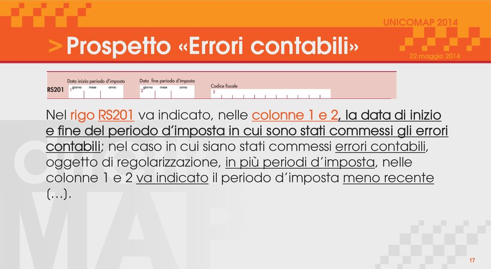 caso in cui siano stati commessi errori contabili, oggetto di regolarizzazione, in più