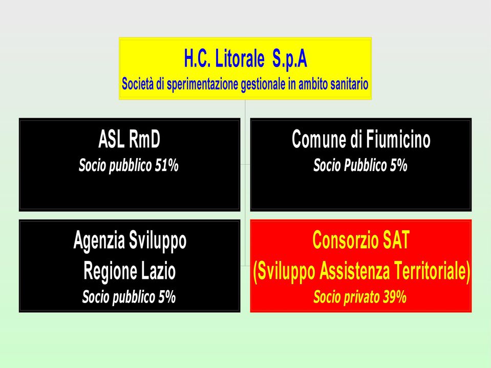 RmD Socio pubblico 51% Comune di Fiumicino Socio Pubblico 5%