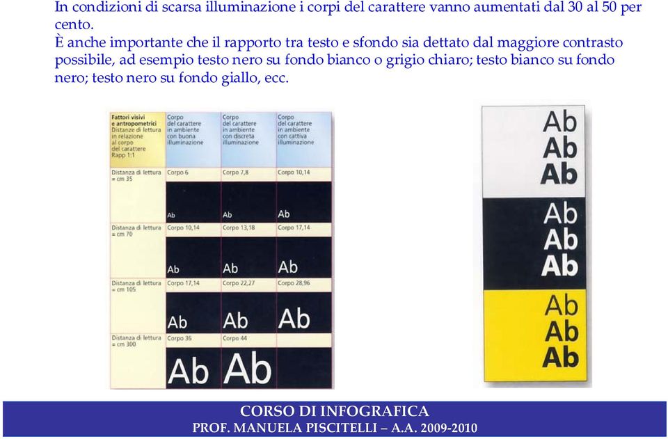 È anche importante che il rapporto tra testo e sfondo sia dettato dal maggiore