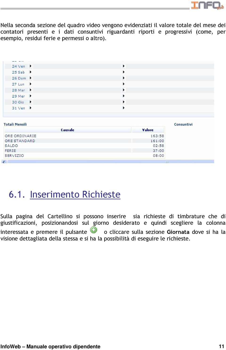 Inserimento Richieste Sulla pagina del Cartellino si possono inserire sia richieste di timbrature che di giustificazioni, posizionandosi sul