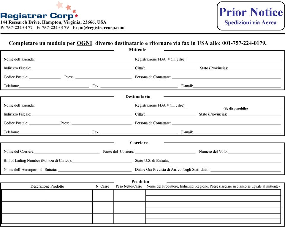 Lading Number (Polizza di Carico):