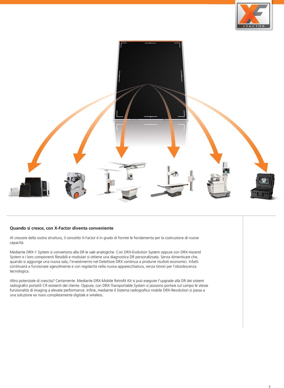 Con DRX-Evolution System oppure con DRX-Ascend System e i loro componenti flessibili e modulari si ottiene una diagnostica DR personalizzata.