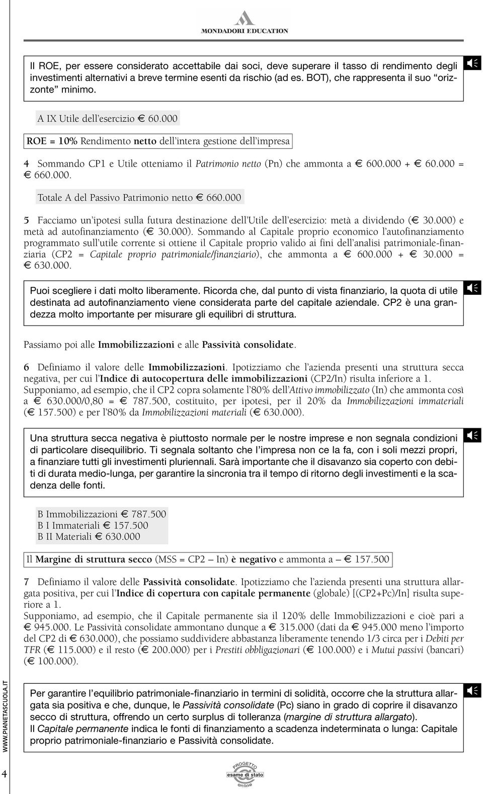 000 ROE = 10% Rendimento netto dell intera gestione dell impresa 4 Sommando CP1 e Utile otteniamo il Patrimonio netto (Pn) che ammonta a 600.000 + 60.000 = 660.000. Totale A del Passivo Patrimonio netto 660.