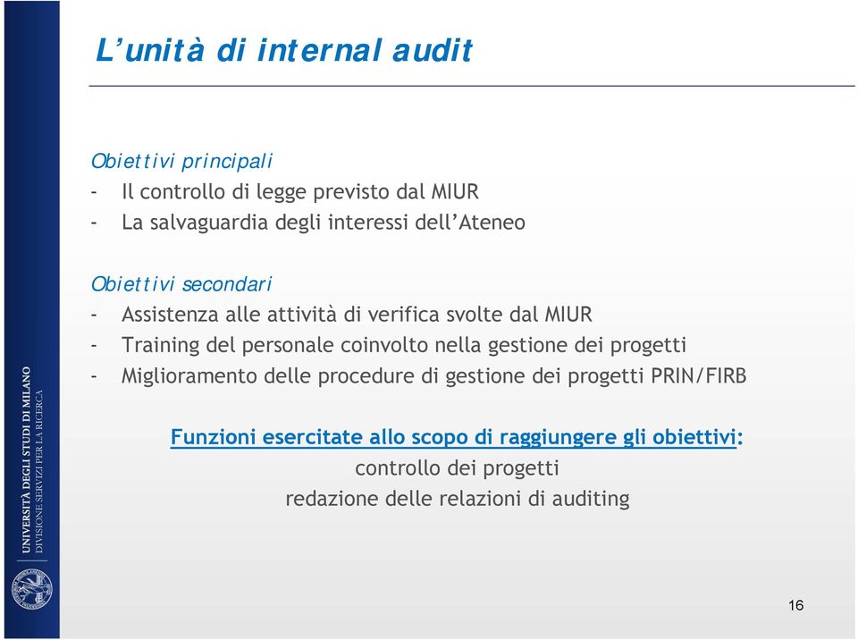 personale coinvolto nella gestione dei progetti - Miglioramento delle procedure di gestione dei progetti PRIN/FIRB