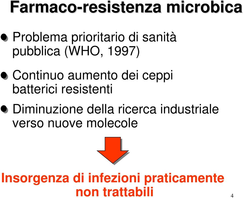 batterici resistenti Diminuzione della ricerca industriale