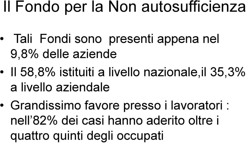 35,3% a livello aziendale Grandissimo favore presso i lavoratori :