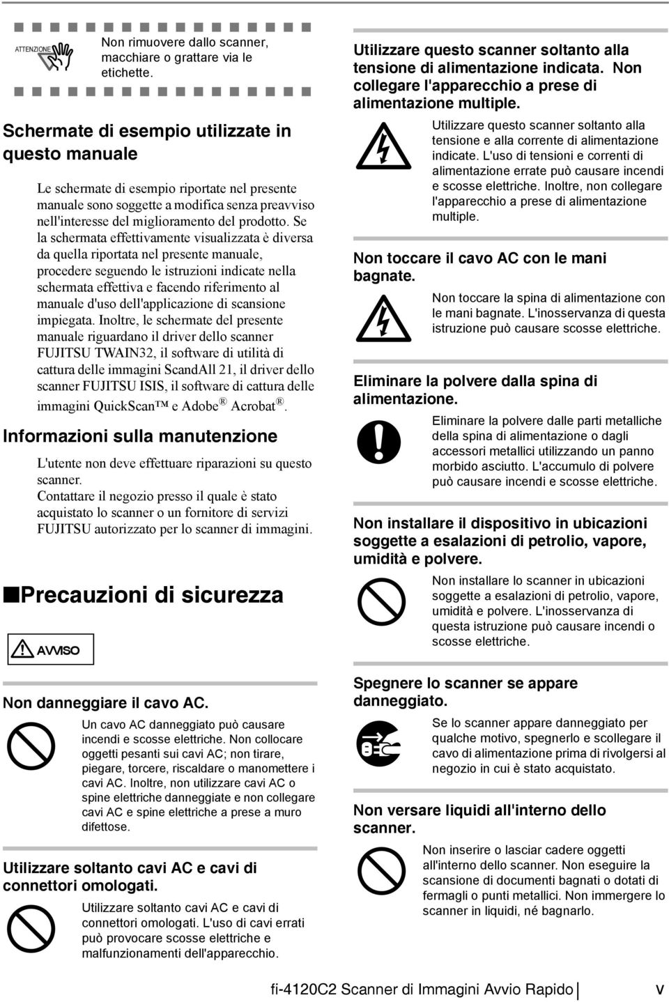 d'uso dell'applicazione di scansione impiegata.