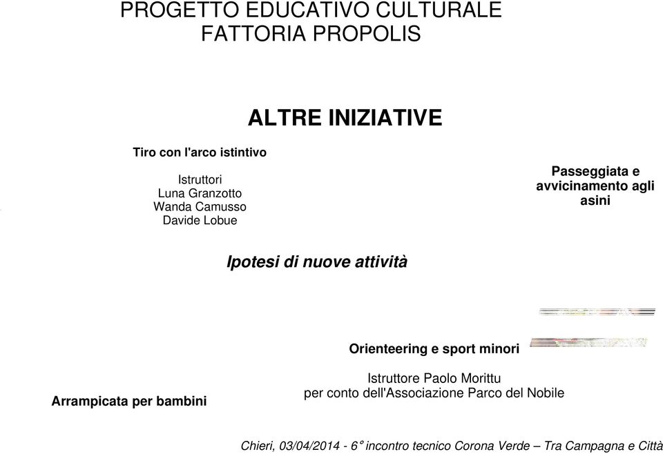 Ipotesi di nuove attività Orienteering e sport minori Arrampicata per