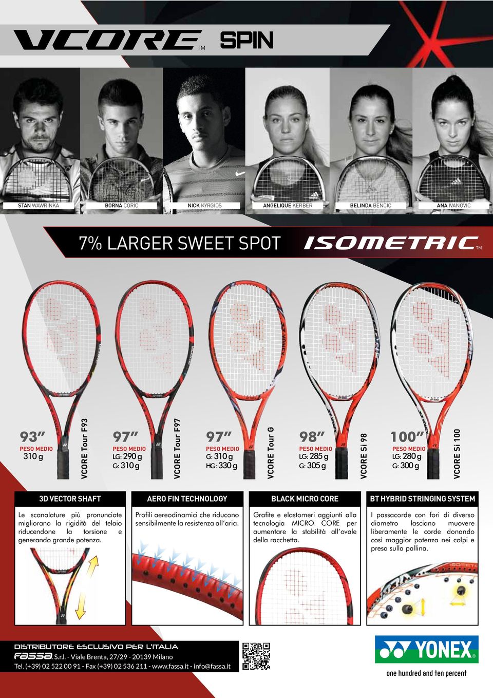 STRINGING SYSTEM Le scanalature più pronunciate migliorano la rigidità del telaio riducendone la torsione e generando grande potenza.