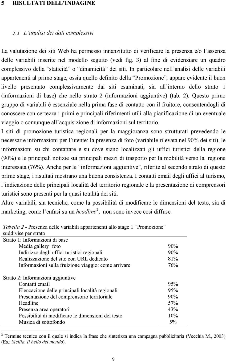 3) al fine di evidenziare un quadro complessivo della staticità o dinamicità dei siti.