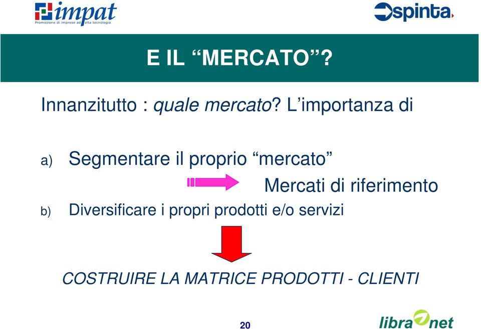 Diversificare i propri prodotti e/o servizi Mercati