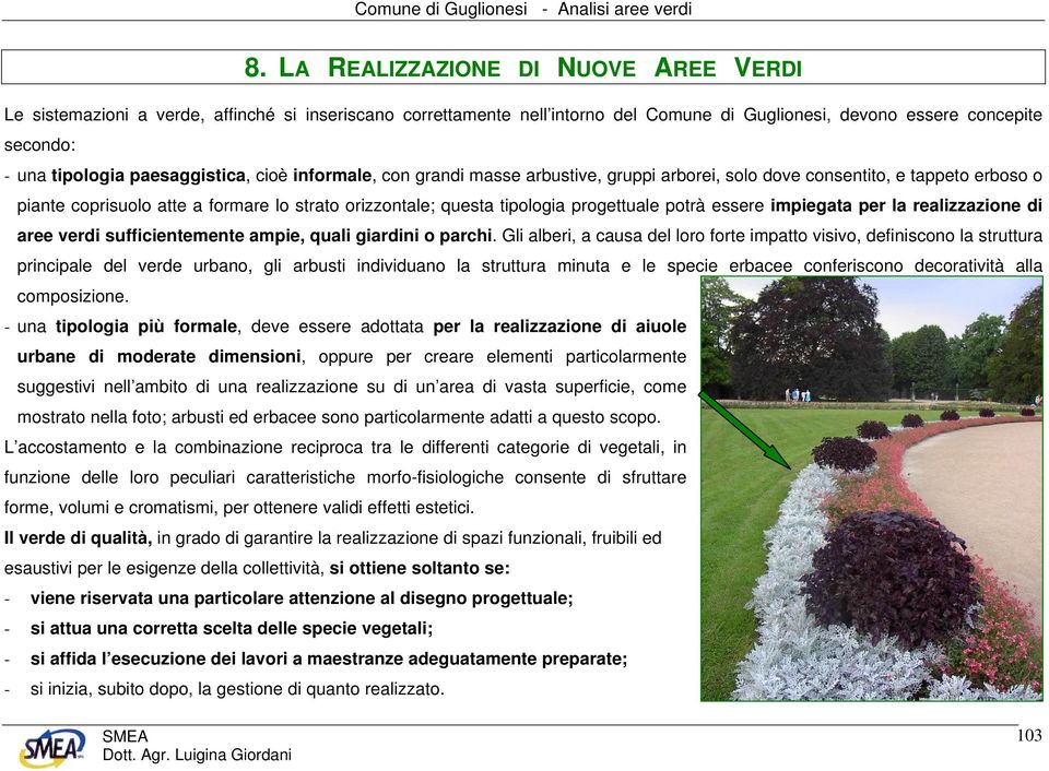 progettuale potrà essere impiegata per la realizzazione di aree verdi sufficientemente ampie, quali giardini o parchi.