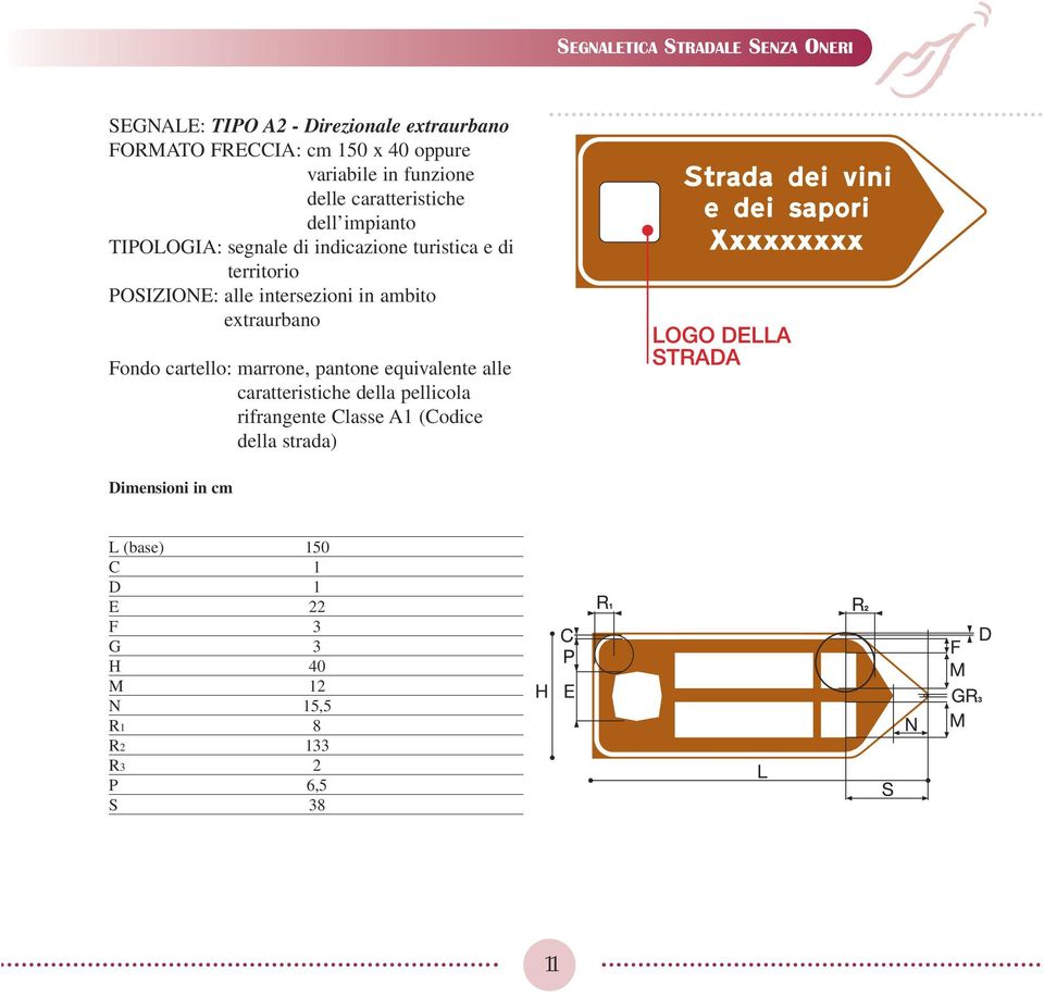 intersezioni in ambito extraurbano Fondo cartello: marrone, pantone equivalente alle caratteristiche della pellicola