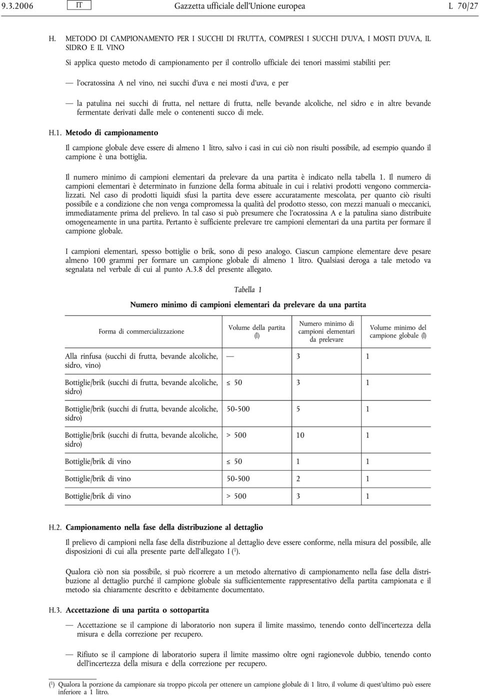 stabiliti per: l ocratossina A nel vino, nei succhi d uva e nei mosti d uva, e per la patulina nei succhi di frutta, nel nettare di frutta, nelle bevande alcoliche, nel sidro e in altre bevande