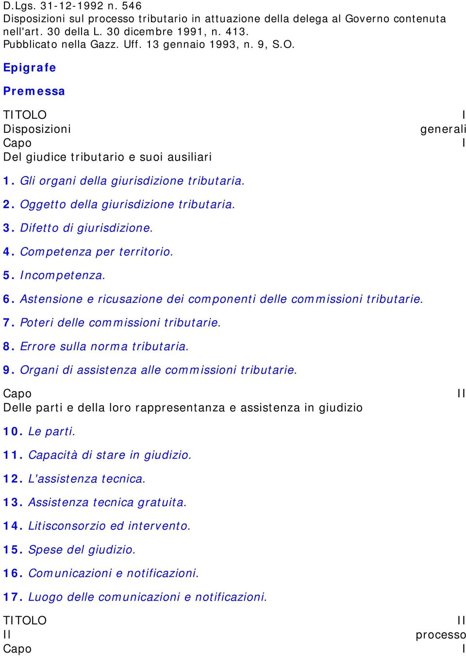 Oggetto della giurisdizione tributaria. 3. Difetto di giurisdizione. 4. Competenza per territorio. 5. Incompetenza. 6. Astensione e ricusazione dei componenti delle commissioni tributarie. 7.