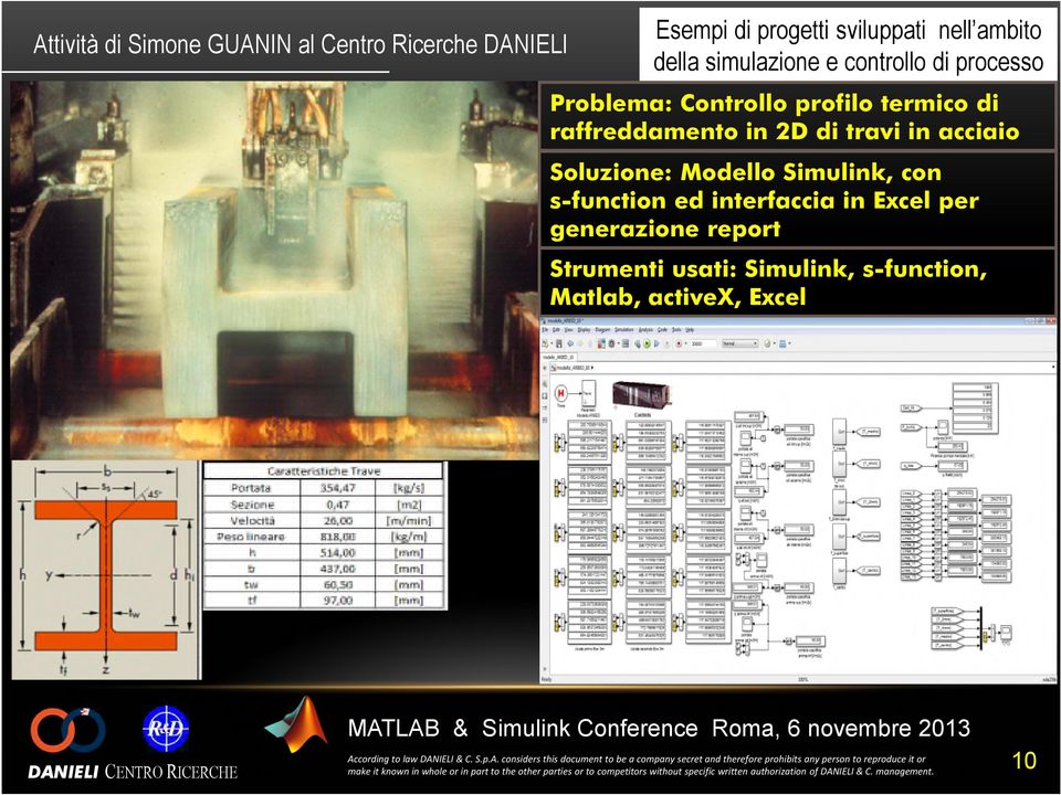 raffreddamento in 2D di travi in acciaio Soluzione: Modello Simulink, con s-function ed