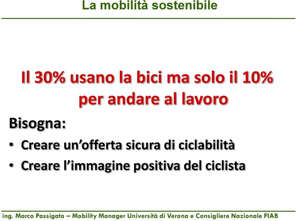 un offerta sicura di ciclabilità