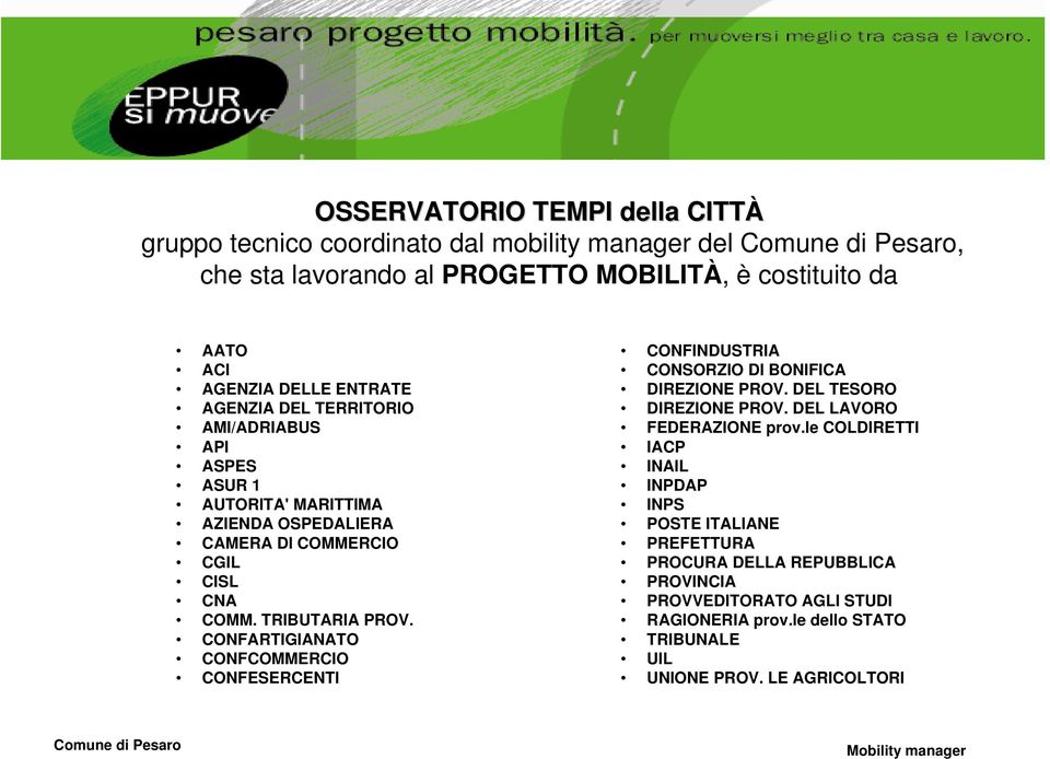 CONFARTIGIANATO CONFCOMMERCIO CONFESERCENTI CONFINDUSTRIA CONSORZIO DI BONIFICA DIREZIONE PROV. DEL TESORO DIREZIONE PROV. DEL LAVORO FEDERAZIONE prov.