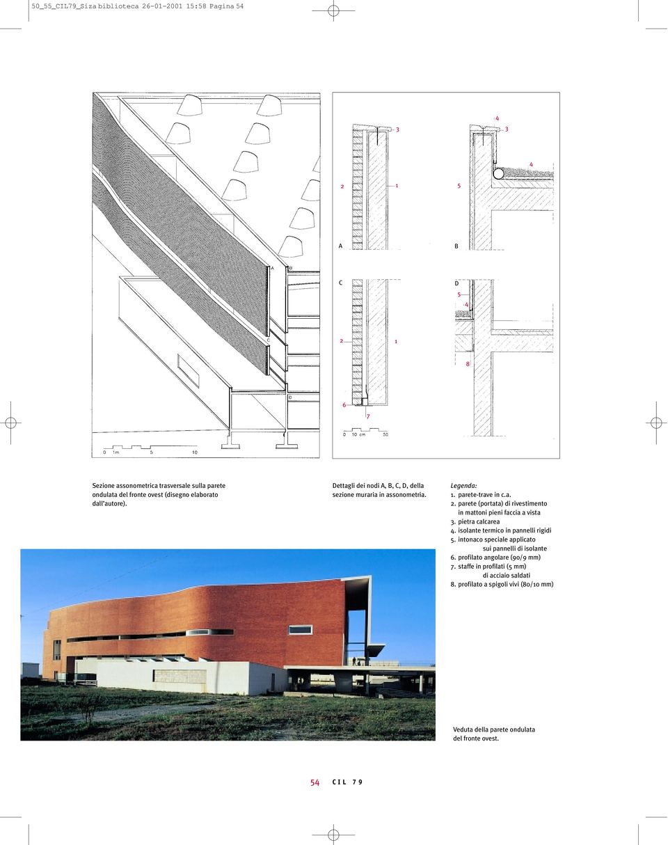 parete (portata) di rivestimento in mattoni pieni faccia a vista 3. pietra calcarea 4. isolante termico in pannelli rigidi 5.