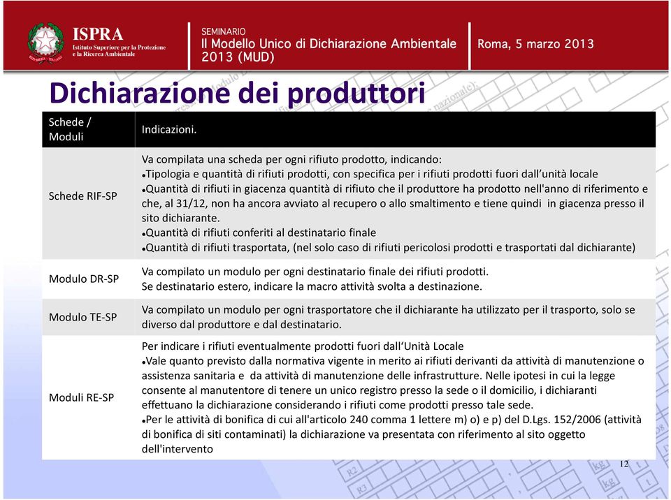 quantità di rifiuto che il produttore ha prodotto nell'anno di riferimento e che, al 31/12, non ha ancora avviato al recupero o allo smaltimento e tiene quindi in giacenza presso il sito dichiarante.