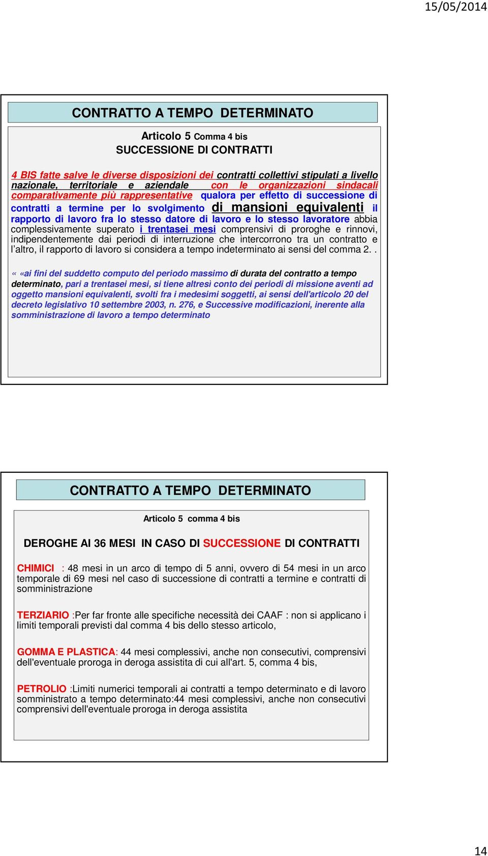 lavoro e lo stesso lavoratore abbia complessivamente superato i trentasei mesi comprensivi di proroghe e rinnovi, indipendentemente dai periodi di interruzione che intercorrono tra un contratto e l