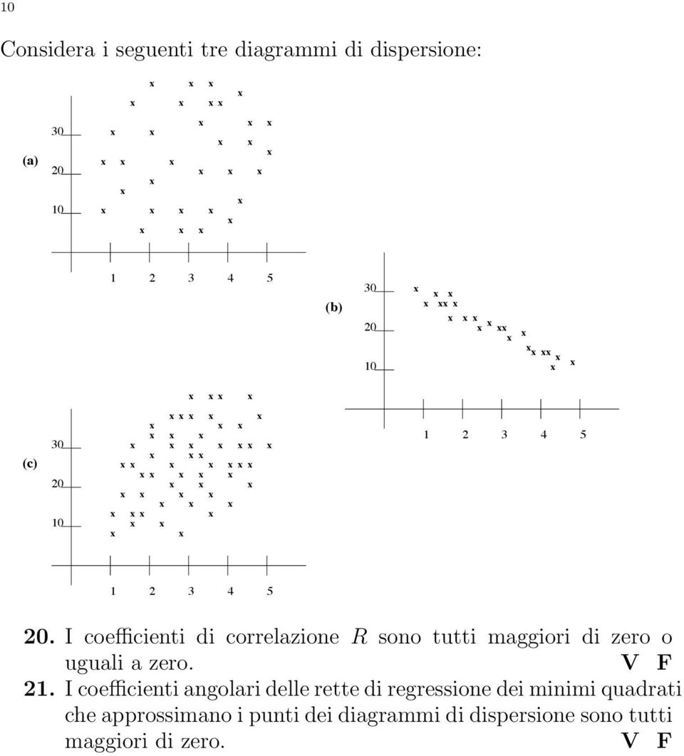 I coefficienti di correlazione R sono tutti maggiori di zero o uguali a zero. V F 21.