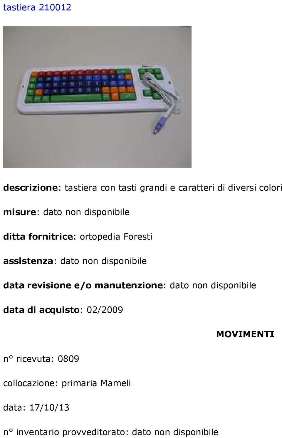 fornitrice: ortopedia Foresti data di acquisto: