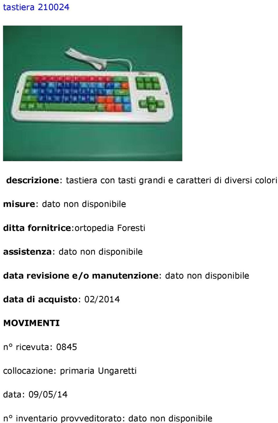 fornitrice:ortopedia Foresti data di acquisto: