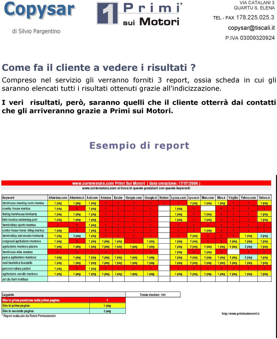 saranno elencati tutti i risultati ottenuti grazie all indicizzazione.