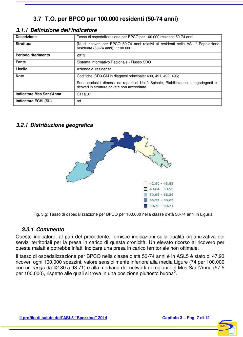 000 Sistema Informativo Regionale - Flusso SDO Codifiche ICD9-CM in diagnosi principale: 490, 491, 492, 496; Sono esclusi i dimessi da reparti di Unità Spinale, Riabilitazione, Lungodegenti e i