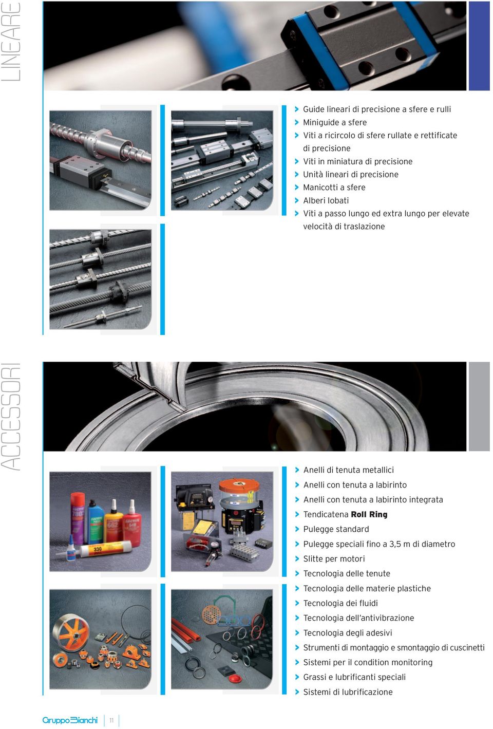 con tenuta a labirinto integrata > Tendicatena roll ring > Pulegge standard > Pulegge speciali fino a 3,5 m di diametro > Slitte per motori > Tecnologia delle tenute > Tecnologia delle materie