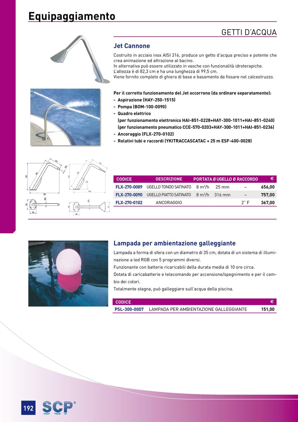 Viene fornito completo di ghiera di base e basamento da fissare nel calcestruzzo.