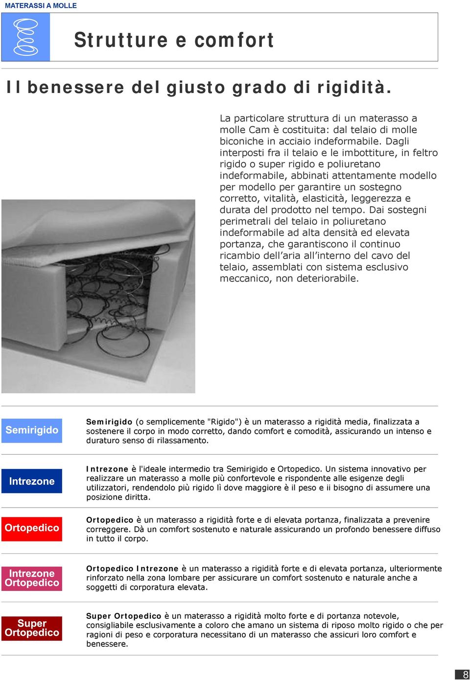 Dagli interposti fra il telaio e le imbottiture, in feltro rigido o super rigido e poliuretano indeformabile, abbinati attentamente modello per modello per garantire un sostegno corretto, vitalità,