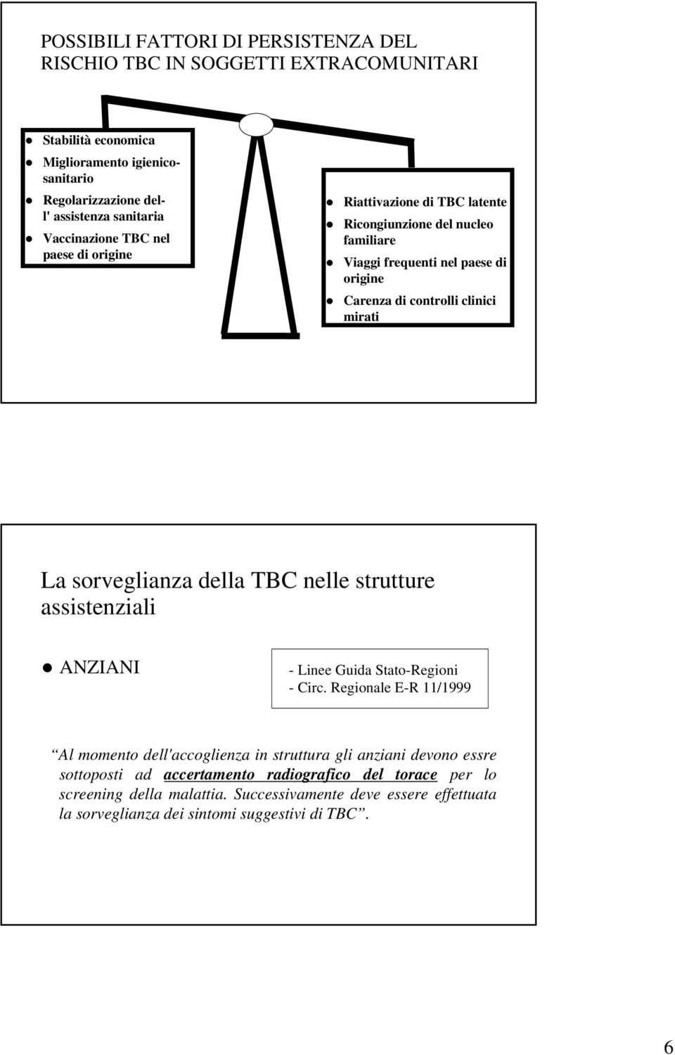 La sorveglianza della TBC nelle strutture assistenziali ANZIANI - Linee Guida Stato-Regioni - Circ.