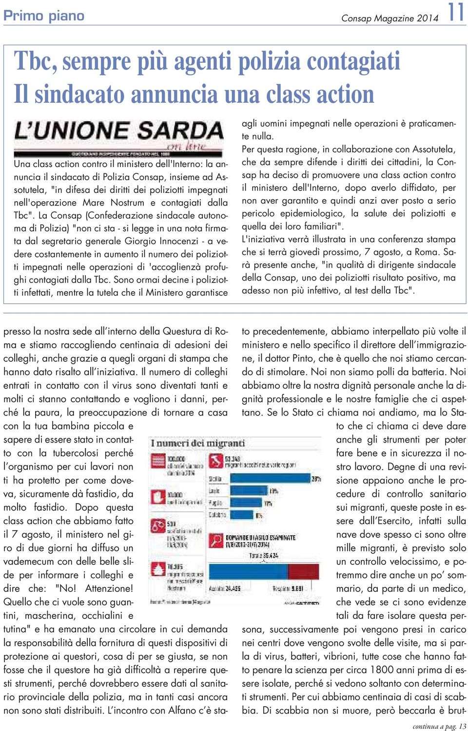 La Consap (Confederazione sindacale autonoma di Polizia) "non ci sta - si legge in una nota firmata dal segretario generale Giorgio Innocenzi - a vedere costantemente in aumento il numero dei