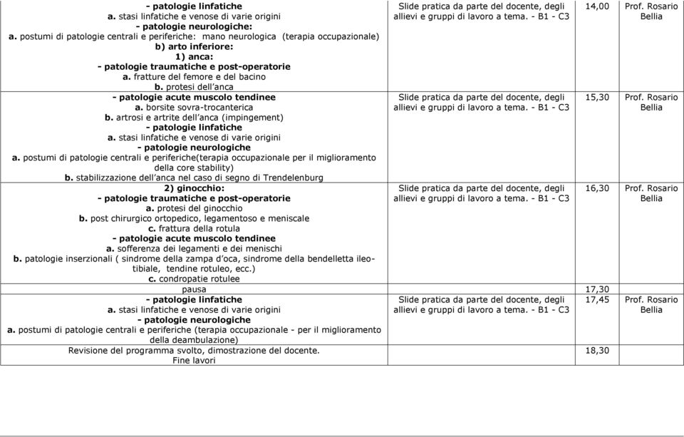 stabilizzazione dell anca nel caso di segno di Trendelenburg 2) ginocchio: a. protesi del ginocchio b. post chirurgico ortopedico, legamentoso e meniscale c. frattura della rotula a.