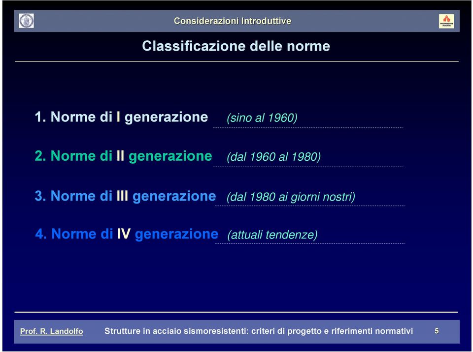 Norme di II generazione (dal 1960 al 1980) 3.