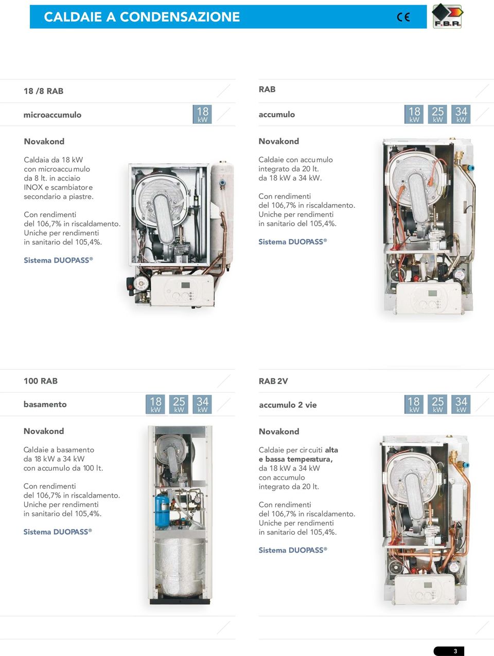 Con Sistema rendimenti DUOPASS del 106,7% in riscaldamento. Uniche per rendimenti in sanitario del 10,4%. RAB accumulo RAB Novakond Caldaie accumulo con accumulo integrato da 20 lt. da a.