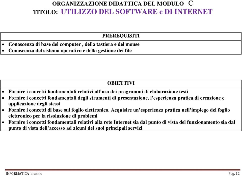 pratica di creazione e applicazione degli stessi Fornire i concetti di base sul foglio elettronico.