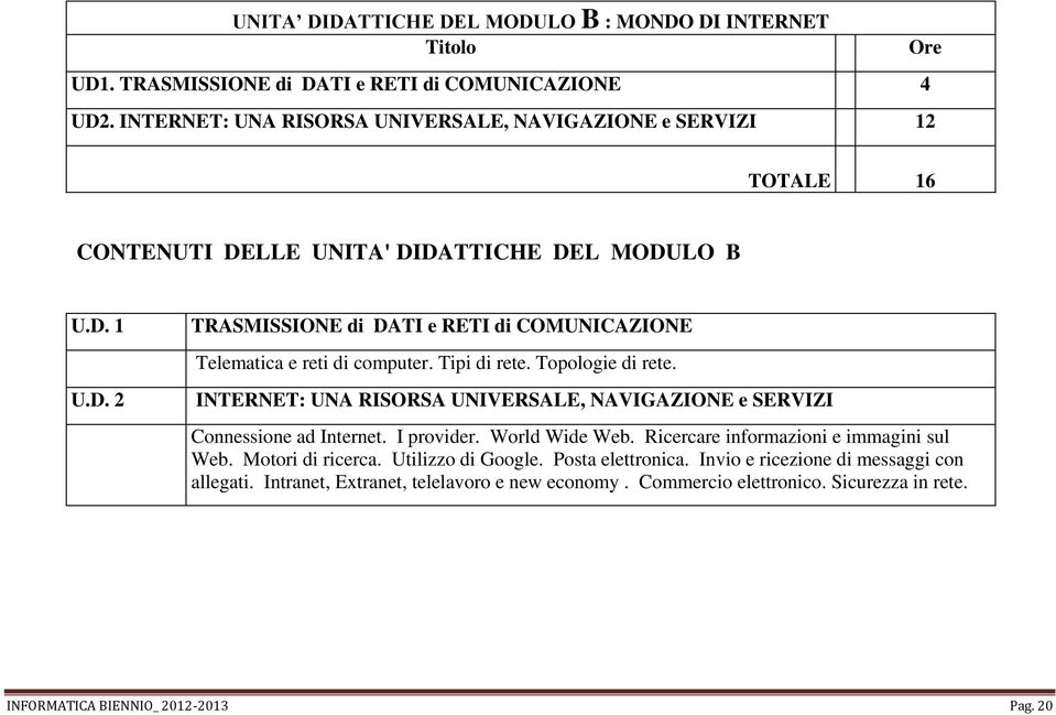 Tipi di rete. Topologie di rete. INTERNET: UNA RISORSA UNIVERSALE, NAVIGAZIONE e SERVIZI Connessione ad Internet. I provider. World Wide Web. Ricercare informazioni e immagini sul Web.